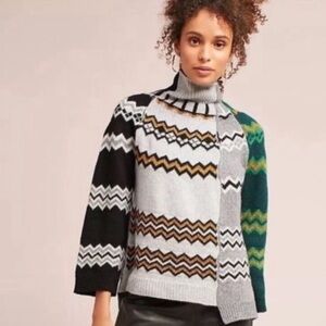 Anthropologie - NUDE Intarsia Mixed Turtleneck Sweater